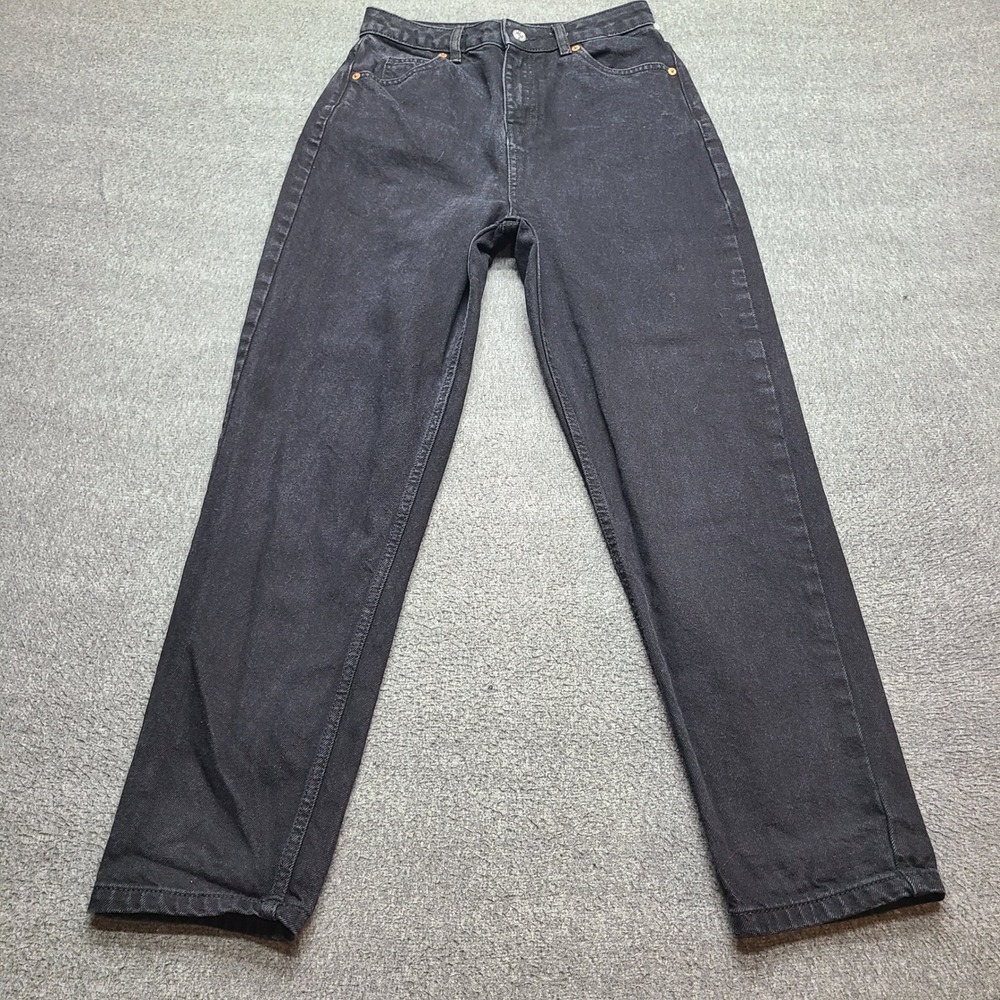 ASOS DESIGN Mom Jeans Womens 26/30 Black Excellent High Waisted‎ Tapered Leg